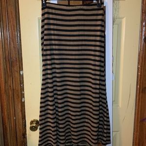 Black and brown striped maxi skirt